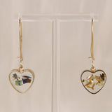 Long Pressed Flower Earrings | Shell Drop Earrings | Resin Floral Dangle | Real Dried Flower Heart Shaped Drop Earrings For Her