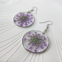 Purple Flower Handmade Dried Flower Earrings |  Real Pressed Flower Earrings | Mother's Day Gift|