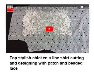 Top stylish chicken a line shirt cutting and designing with patch and beaded lace