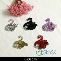 Colorful Red Purple Sequined Swan Patch 6*6CM