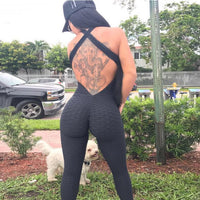 Sexy Women Backless Sports Gym Yoga Running Fitness Leggings Pants Jumpsuit Suit