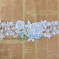 White Floral Lace Ribbons Water Soluble Lace Trim sell by yard