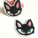 Black Fox Sequined Embroidered Patches 9.5*8CM