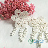 1Yard/lot Beige Flower Tassels Cotton Lace Fabric Trim Width 10cm