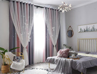 Full Blackout Or Semi Blockout Curtain， Double Layer with Hollow Out Star