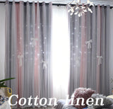 Full Blackout Or Semi Blockout Curtain， Double Layer with Hollow Out Star