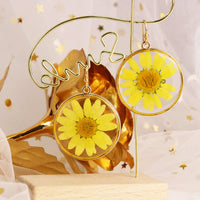 Chrysanthemum Sunflower Handmade Resin Earrings | Daisy Gold Dangle Korea Earrings | Gift for Mom|