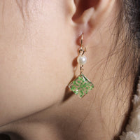 Real Pressed Natural Dried Flower Square Earrings Resin | Handmade Drop Earrings | Dangle Earrings Gift for her