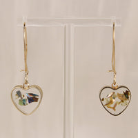 Long Pressed Flower Earrings | Shell Drop Earrings | Resin Floral Dangle | Real Dried Flower Heart Shaped Drop Earrings For Her