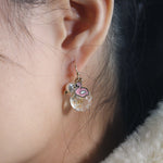 Pressed Flower Earrings | Dry White Flower Around Earrings | Resin Floral Dangle