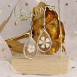 Handmade Cute Floral Sunflower Resin Drop Earrings | Silver Color Oval Earrings|