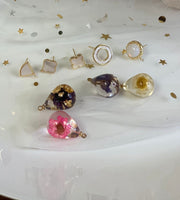 Fritillary White Fritillary Flower Circle Round Triangle Shape  Pendant Charm | Fine Jewelry Making | Handmade Earrings, Custom Earrings