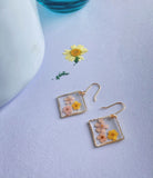 Choice of 3 flower earring | square shape earring | glued real flower earring | pressed flower earring | mother's  day gift|