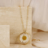 White Daisy Resin Dried Flower Necklace |  Gift For Her|
