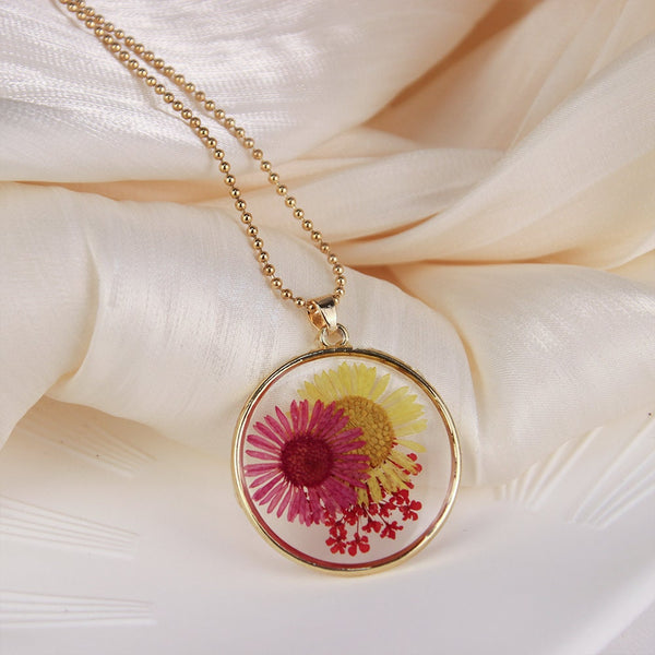 Colorful dried flower necklace | chrysanthemum necklace | accessories pendant gift|