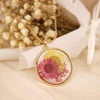 Colorful dried flower necklace | chrysanthemum necklace | accessories pendant gift|