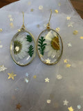 Chrysanthemum oval shape earring |  round earring, dangle earring |  real flower handmade earring for mother's day gift