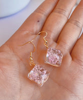 Real flower earring | Dried flower earring | mother's day gift | holiday gift choice | gift under 20 | square shape earring