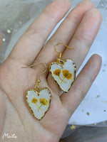 Handmade Resin Pressed Flower Dainty Earrings | Red Floral Dangle Drop earring | Heart shape earrings | Gift for Mom|