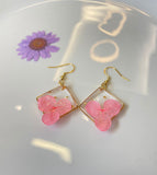 Hydrangeas Handmade Dried Flower Resin Earrings | Gold Earrings | Real Flower Handmade Korea Style Jewelry