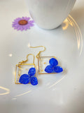 Hydrangeas Handmade Dried Flower Resin Earrings | Gold Earrings | Real Flower Handmade Korea Style Jewelry