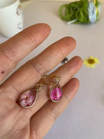 Purple and Pink round shape dangle dried flower earring | Real flower earring for your loved ones | Great gift choice