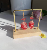 Acrylic Butterfly Love Flower Red Rose dainty Earring | Handmade Circle Floral Dangle Earrings | Korea Jewelry for Mom
