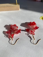 Acrylic Butterfly Love Flower Red Rose dainty Earring | Handmade Circle Floral Dangle Earrings | Korea Jewelry for Mom