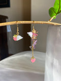 Acrylic Butterfly Love Flower Lily of the valley dainty Earring | Strawberry Shrink dink Handmade Floral Dangle Earrings for Mom|