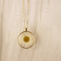 White Daisy Resin Dried Flower Necklace |  Gift For Her|