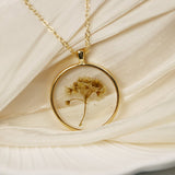 Mother's Day Gift | White Ammi Resin Dried Flower Necklace|