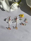 Butterfly With Flower dainty Earring | Handmade Floral Dangle Earrings | Korea Jewelry for Mom | Minimalist jewelry|