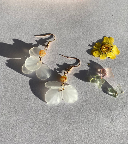 Flower dainty Earring | Handmade Floral Dangle Earrings | Korea Jewelry for Mom | Minimalist jewelry|