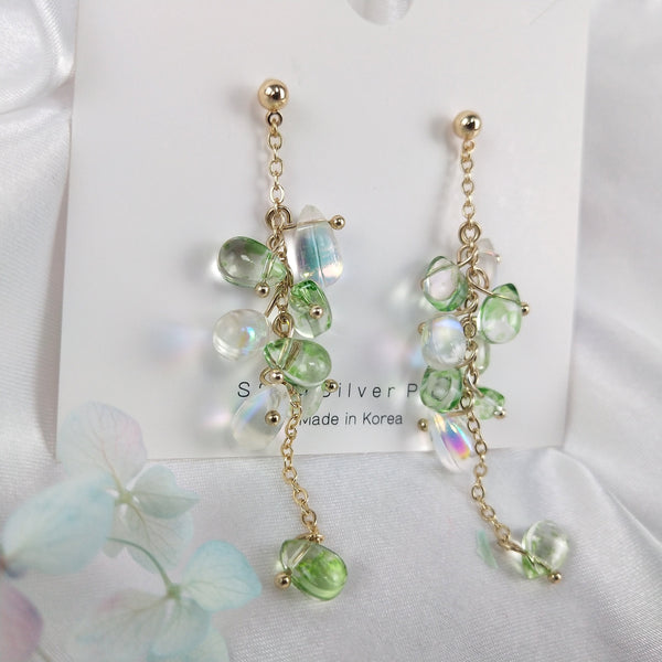 Gift For Mom | crystal Long Fringe Chain | Mermaid Teardrop Stud Earrings| Tassel Earrings