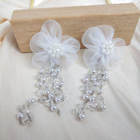 Personalised Gift | Long Tassel White Floral Pearl Earrings | Birthday Gifts|