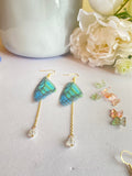 Vintage Handmade Long Earrings | Organza Fabric Butterfly Wings Earrings | Korea Style Jewelry | Mother's Day Gifts|