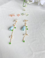 Real Flower | Lily of the Valley Earrings |Bluebell Orchid Drop Resin Floral Earrings With Butterfly and Pearl | Japanese Style Jewelry|