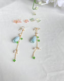 Real Flower | Lily of the Valley Earrings |Bluebell Orchid Drop Resin Floral Earrings With Butterfly and Pearl | Japanese Style Jewelry|
