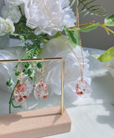 Handmade Red Dried Flower Resin Necklaces and Earrings | Floral Earrings | Real Flower Jewelry| Dangle Earrings