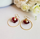 Real Flower£üHandmade Rose Peta Earrings l Real Dried Flower Circle Earring | Resin Jewelry | Floral Jewelry | Bridal Jewel | Gifts For Her
