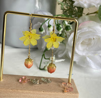 Strawberry dainty Earring | Flowers Handmade Floral Dangle Earrings for Mom| Korea Earrings