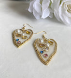 Resin Handmade Heart Shape dainty Earring | Round Resin Earrings | Butterfly Dangle Earrings| Pearl Earring