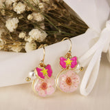 Pressed Flower Stub Earrings | Dry Pink Flower Push Back Earrings | Resin Floral Stub Earrings | Real Dried Flower Push Back Earrings Gift