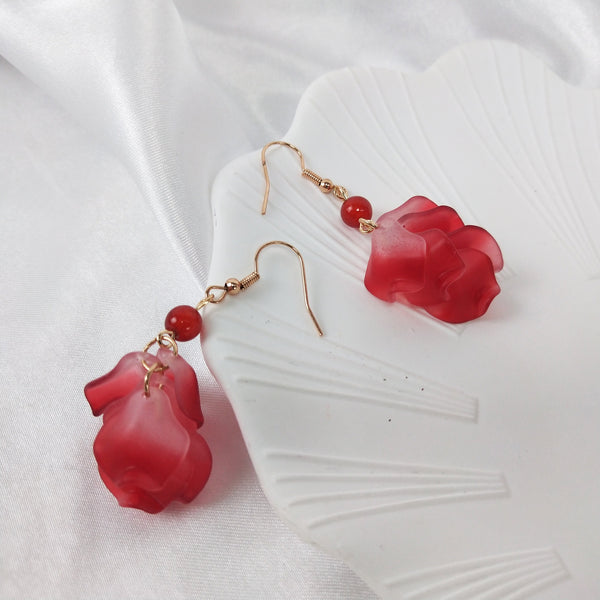 Mom Gift |  Rose Petal Earrings | Handmade Jewelry|