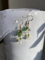 Lily of the Valley Handmade Earrings | Flowers Earrings | Dangle Earrings | Leaves Earrings Korea Style Jewelry