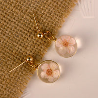 Push Back Drop Earring | Real Dried Flower Yellow Flower Drop Earring | Long Earring