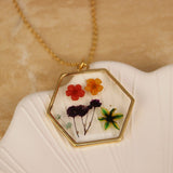 Mother's day gift | Natural Dried Resin flower necklace | Irregular geometric necklace |