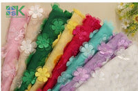 New Multicolor 3D flower chiffon 130cm double layer embroidered DIY wedding dress clothing accessories lace fabrics SK